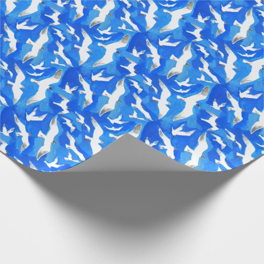 Vliegende zeemijlen op blauw aan de hemel cadeaupapier (Hoek)