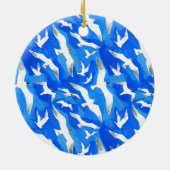 Vliegende zeemijlen op blauw aan de hemel keramisch ornament (Achterkant)