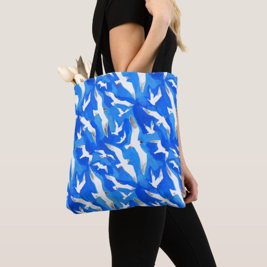 Vliegende zeemijlen op blauw aan de hemel tote bag (Dichtbij)