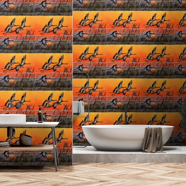 Vliegende zonnevogels behang (Badkamer)