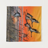 Vliegende Zonsondergang Vogeltapijten Wandkleed (Voorkant (horizontaal))