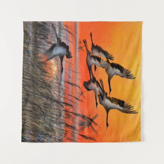 Vliegende Zonsondergang Vogeltapijten Wandkleed (Voorkant (horizontaal))