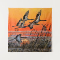 Vliegende Zonsondergang Vogeltapijten