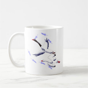 Vliegende zwanen fantasievogelkunst 11 oz witte mo koffiemok