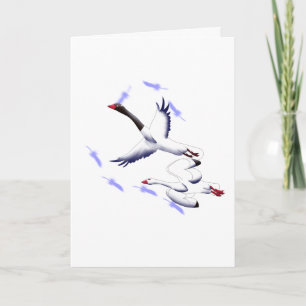 Vliegende Zwanen Minimalistische Fantasie Geboorte Kaart