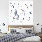 Vliegende zwanenkuikens Canvas Afdruk (Insitu (Slaapkamer))