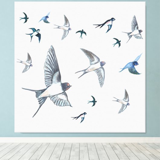  Vliegende zwanenkuikens  Canvas Afdruk (Insitu (Houten vloer))