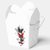 Vliegende Zwarte en Rode Morpho Vlinders Bedankdoosjes (Geopend)