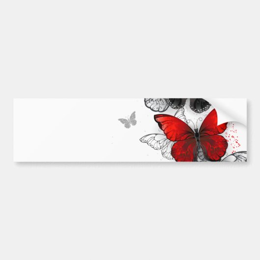 Vliegende zwarte en rode Morpho-vlinders Bumpersticker (Voorkant)