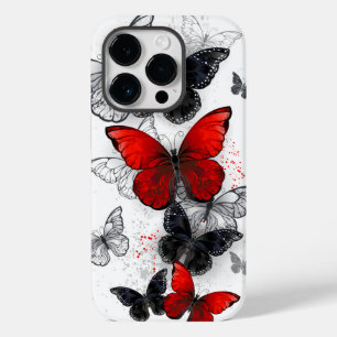 Vliegende zwarte en rode Morpho-vlinders Case-Mate iPhone 14 Pro Hoesje