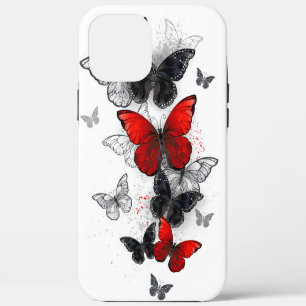 Vliegende zwarte en rode Morpho-vlinders Case-Mate iPhone Case