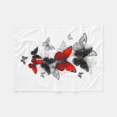 Vliegende Zwarte en Rode Morpho Vlinders Fleece Deken (Voorkant (Horizontaal))
