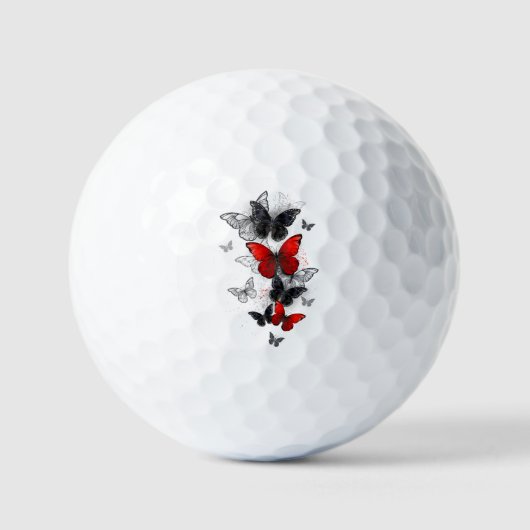 Vliegende zwarte en rode Morpho-vlinders Golfballen (Voorkant)