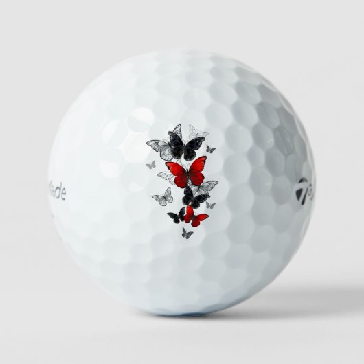 Vliegende zwarte en rode Morpho-vlinders Golfballen (Voorkant)