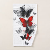 Vliegende Zwarte en Rode Morpho Vlinders Handdoek (Handdoek)