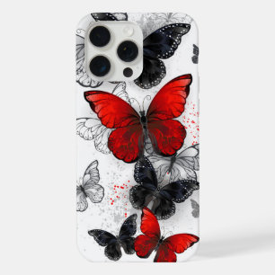 Vliegende Zwarte en Rode Morpho Vlinders iPhone 15 Pro Max Case