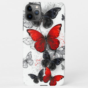 Vliegende Zwarte en Rode Morpho Vlinders iPhone 11Pro Max Hoesje