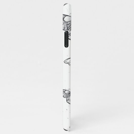 Vliegende Zwarte en Rode Morpho Vlinders iPhone Hoesje (Rechterkant)