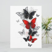 Vliegende Zwarte en Rode Morpho Vlinders Kaart (Staand voorkant)