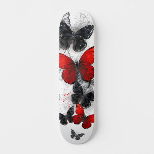 Vliegende Zwarte en Rode Morpho Vlinders Persoonlijk Skateboard