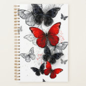 Vliegende Zwarte en Rode Morpho Vlinders Planner (Voorkant)