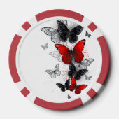 Vliegende Zwarte en Rode Morpho Vlinders Poker Chips (Achterkant)