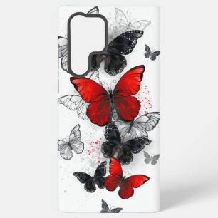 Vliegende Zwarte en Rode Morpho Vlinders Samsung Galaxy Hoesje
