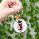 Vliegende zwarte en rode Morpho-vlinders Sleutelhanger (Hand)