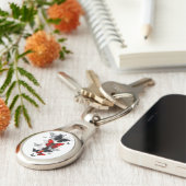 Vliegende Zwarte en Rode Morpho Vlinders Sleutelhanger (Zijkant)