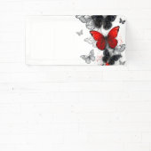 Vliegende zwarte en rode Morpho-vlinders Spandoek (Insitu)