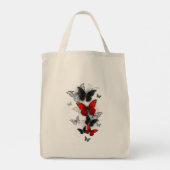 Vliegende zwarte en rode Morpho-vlinders Tote Bag (Achterkant)