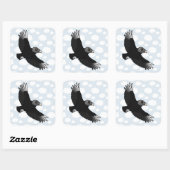 Vliegende zwarte gier vierkante sticker (Vel)