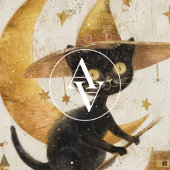  Vliegende Zwarte Kat Schilderen Halloween Moon Poster