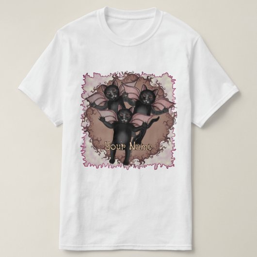 Vliegende Zwarte Katten  T-shirt (Design voorkant)