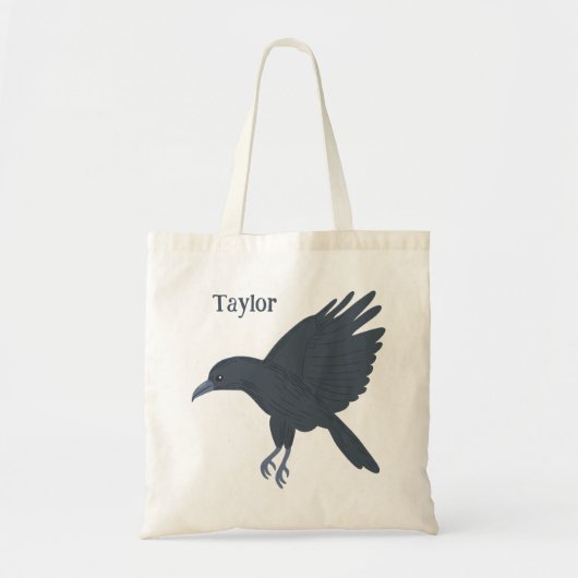 Vliegende zwarte kraaivogel gepersonaliseerd tote bag (Voorkant)