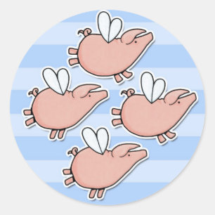 vliegende zwijntjes ronde sticker