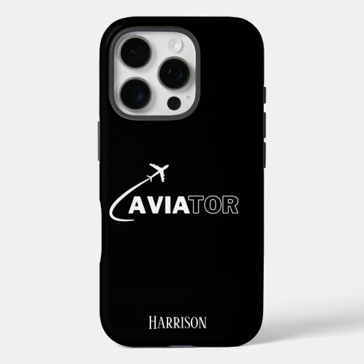Vliegenier & Vliegtuig,Minimalistisch,Initiaal Mon Case-Mate iPhone Case (Achterkant)