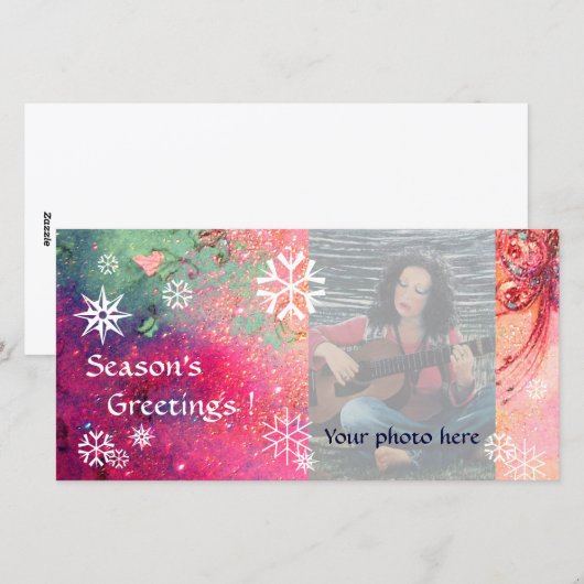 VLIEGENTUIG pink ,roze,groen,wit Feestdagenkaart (Voorkant / Achterkant)