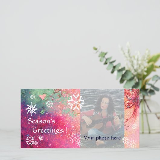 VLIEGENTUIG pink ,roze,groen,wit Feestdagenkaart (Staand voorkant)