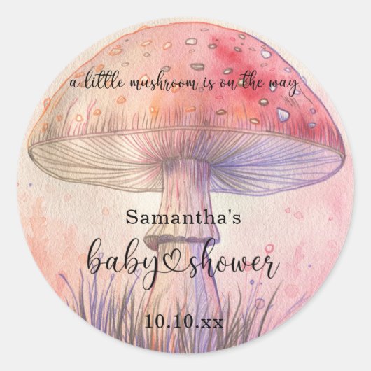 Vliegenzwam babyshower feeërie ronde sticker (Voorkant)