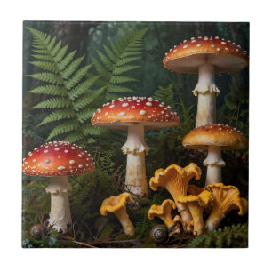 Vliegenzwam Paddenstoelen Bos Botanisch Tegeltje