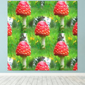 Vliegenzwam Paddenstoelen Canvas Afdruk (Insitu (Houten vloer))