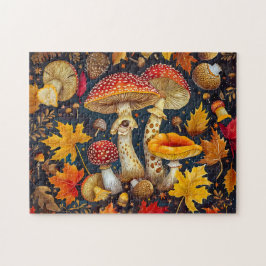 Vliegenzwammen onder het volle maanlicht legpuzzel