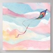 vlieger | Airy Waterverf Sky Painting Poster (Voorkant)