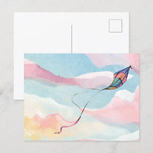 vlieger   Luchtige Waterverf Sky Briefkaart