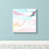 vlieger | Luchtige Waterverf Sky Canvas Afdruk (Insitu (Houten vloer))