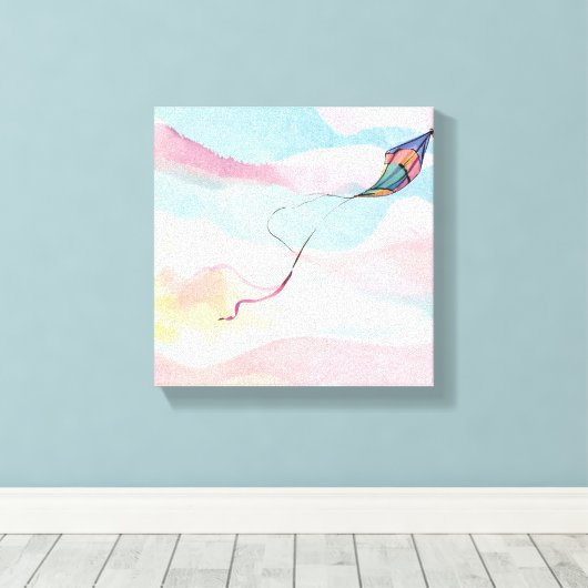 vlieger | Luchtige Waterverf Sky Canvas Afdruk (Insitu (Houten vloer))