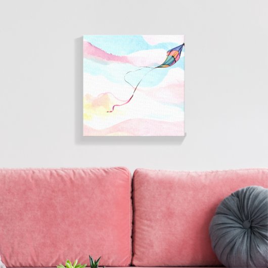 vlieger | Luchtige Waterverf Sky Canvas Afdruk (Insitu (Woonkamer))