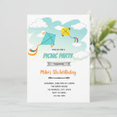 Vlieger verjaardagsfeest uitnodiging (Staand voorkant)