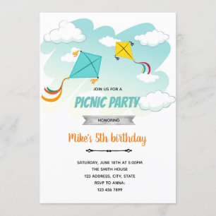 Vlieger verjaardagsfeest uitnodiging